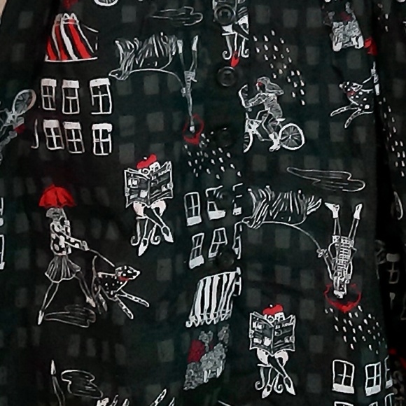 LKNW ModCloth Whimsical Goth Puff Skirt Dress Button Down, Waist Tie Lining SzXL - Picture 13 of 13